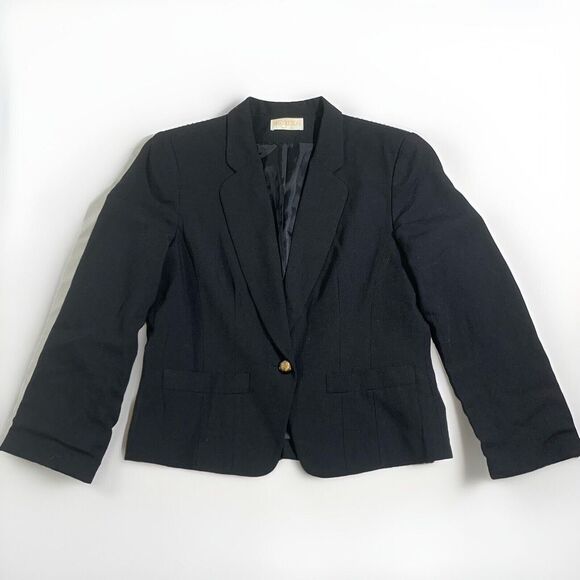 Sophisticates by Pendleton Jacket Women's Size 12 Blazer Vintage 1 Button Black - Picture 1 of 6